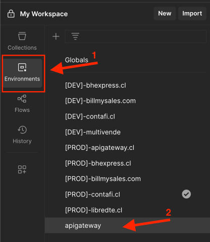Environments - apigateway.cl