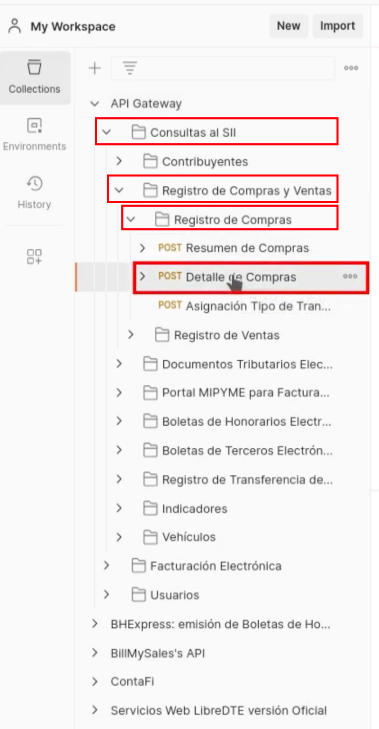 Opción Detalle de compras